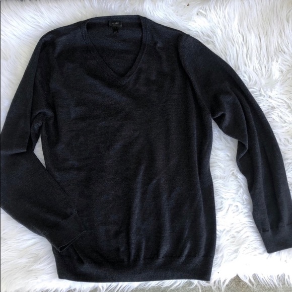 J. Crew men’s wool v neck sweater gray large - Picture 1 of 6